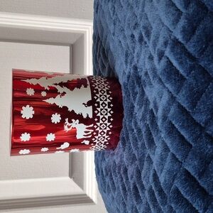 Glass Christmas Container With Winter Design, New With Tags